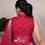 Cherry red slub silk foral printed with zari border work saree