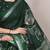 Green slub silk foral printed with zari border work saree