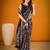 Black viscose chanderi kalamkari print with zari weaving work saree