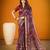 Maroon viscose chanderi kalamkari print with zari weaving work saree