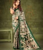 Green luxurious tussar silk kalamkari printed saree