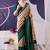 Green beautiful tussar silk floral print with foil work saree