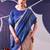 Navy blue beautiful tussar silk floral print with foil work saree