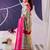 Pink beautiful tussar silk floral print with foil work saree