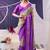 Purple beautiful tussar silk floral print with foil work saree