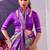 Purple beautiful tussar silk floral print with foil work saree
