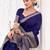 Navy blue self printed chinnon silk zari weaving work saree
