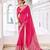 Pink self printed chinnon silk zari weaving work saree