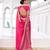 Pink self printed chinnon silk zari weaving work saree