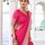 Pink self printed chinnon silk zari weaving work saree