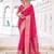 Pink self printed chinnon silk zari weaving work saree
