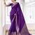 Purple self printed chinnon silk zari weaving work saree