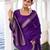 Purple self printed chinnon silk zari weaving work saree