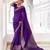 Purple self printed chinnon silk zari weaving work saree