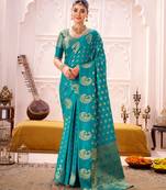 Firozi treditional roop silk zari weaving saree