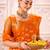 Orange treditional roop silk zari weaving saree