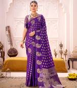 Purple treditional roop silk zari weaving saree