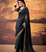Black smoothy marshmallow zari weaving lightweight saree