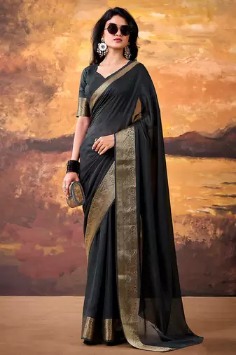 Black smoothy marshmallow zari weaving lightweight saree