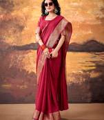 Maroon smoothy marshmallow zari weaving lightweight saree