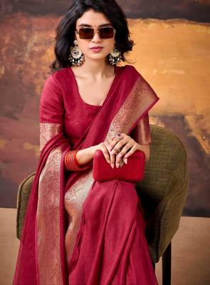 Maroon smoothy marshmallow zari weaving lightweight saree 2