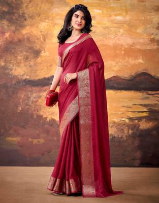 Maroon smoothy marshmallow zari weaving lightweight saree 3