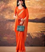 Orange smoothy marshmallow zari weaving lightweight saree