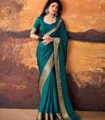 Teal smoothy marshmallow zari weaving lightweight saree
