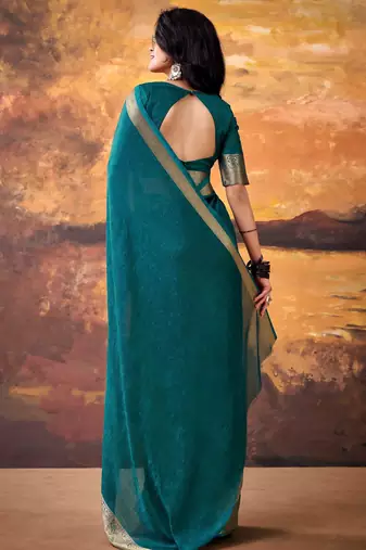 Teal smoothy marshmallow zari weaving lightweight saree