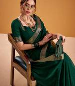 Green festival vibes polt shimmer zari weaving work saree