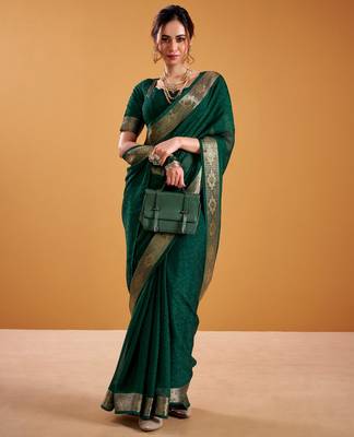 Green festival vibes polt shimmer zari weaving work saree 3