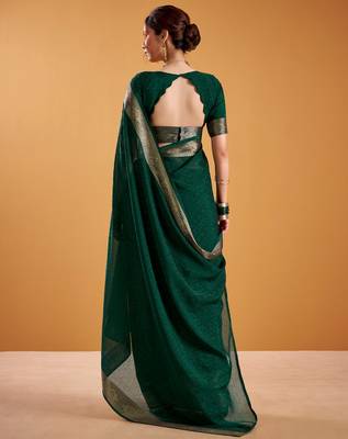 Green festival vibes polt shimmer zari weaving work saree 5