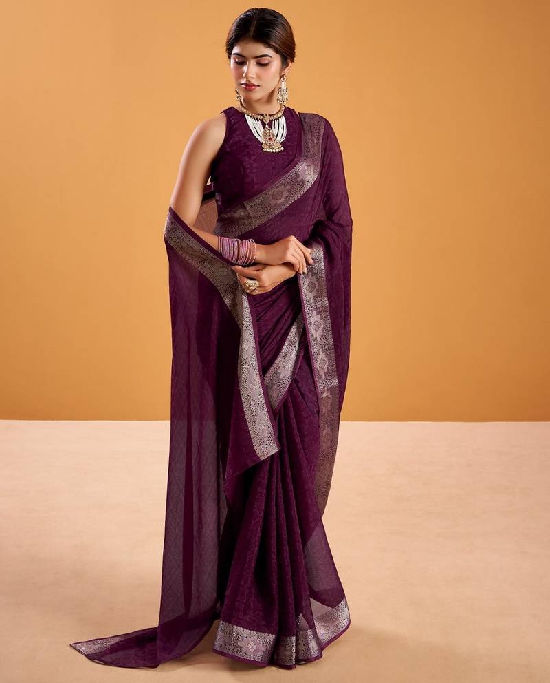 Wine festival vibes polt shimmer zari weaving work saree