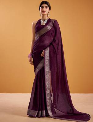 Wine festival vibes polt shimmer zari weaving work saree 2