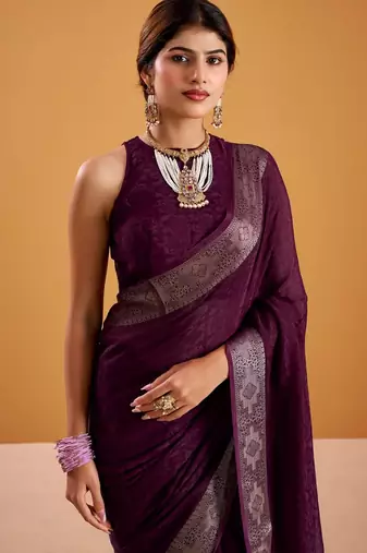 Wine festival vibes polt shimmer zari weaving work saree