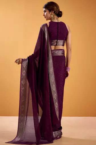 Wine festival vibes polt shimmer zari weaving work saree