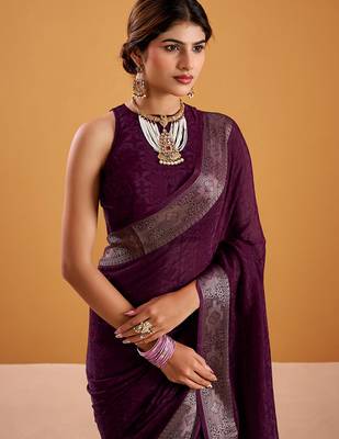 Wine festival vibes polt shimmer zari weaving work saree 5