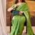 Parrot green mordern ethnic crepe silk weaving saree