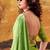 Parrot green mordern ethnic crepe silk weaving saree
