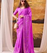 Pink mordern ethnic crepe silk weaving saree