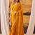 Yellow mordern ethnic crepe silk weaving saree