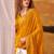 Yellow mordern ethnic crepe silk weaving saree