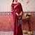 Maroon self printed chinnon silk zari weaving work saree