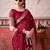 Maroon self printed chinnon silk zari weaving work saree