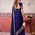 Navy blue self printed chinnon silk zari weaving work saree