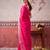 Pink self printed chinnon silk zari weaving work saree