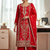 Red Silk Kurta  Heavy Embroidery Coding Sequence Work With Palazzo and Dupatta 3pc set