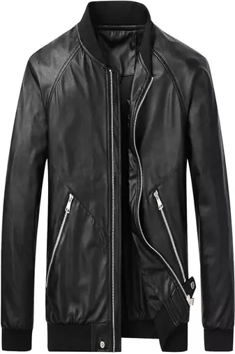 men's black lambskin leather jacket classic zip up style exclusive sophisticated