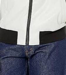 Men’s white genuine lambskin leather jacket – ribb collar &  ribb hand style