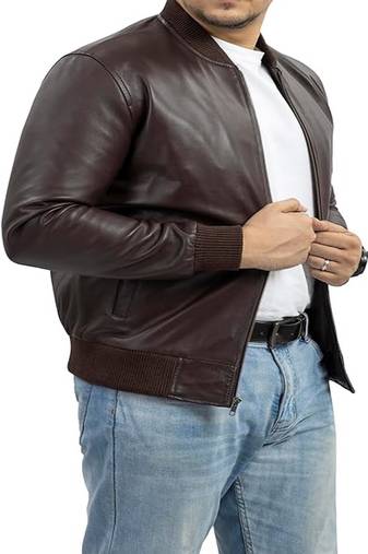 men's brown lambskin leather jacket classic zip up style timeless